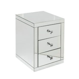 3 Drawer Mirrored Bedside