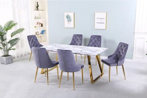 Amira Dining Table Set with 6 Chairs