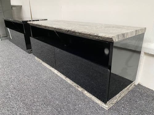 Black TV Unit with Grey Marble Top