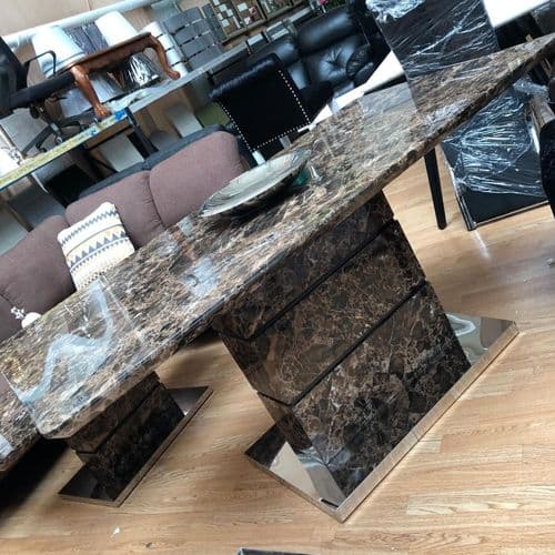 Brown Marble Effect Dining Table