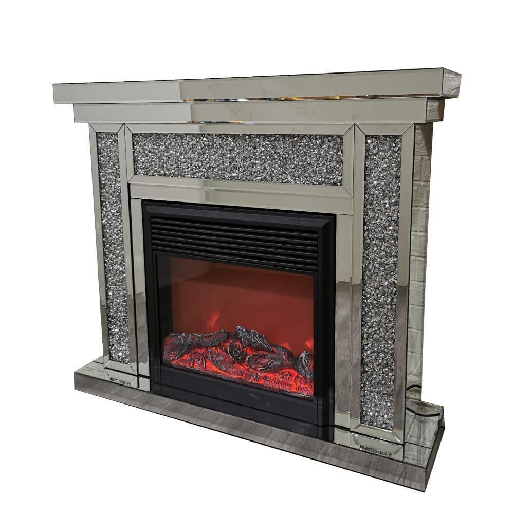 Crushed Mirrored Glass Fireplace