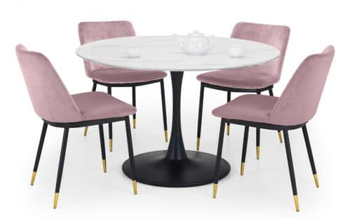 Hague Round Pedestal Table & Delaunay Pink Chairs