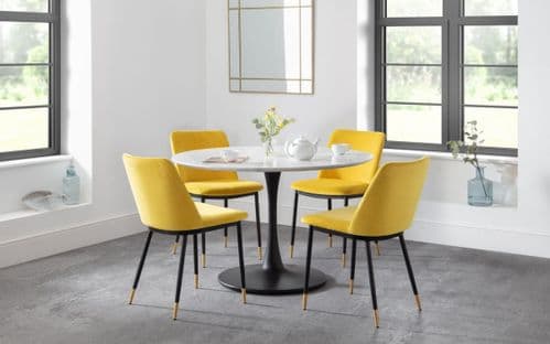 Hague Round Pedestal Table & Mustard Chairs