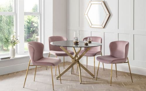 Monso Round Table & 4 Pink Chairs