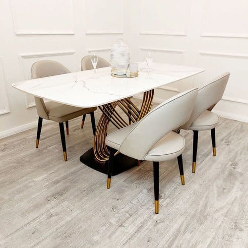 Riona 1.8m Gold Dining Table with 4 Astra Chairs