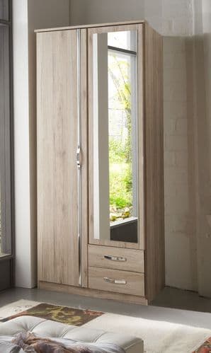 Zinc 2 Door Wardrobe In Stylish Oak