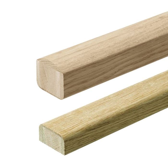Solid White Oak Elements Handrail & Baserail Kit Un-Grooved  for Glass Panel Clamps