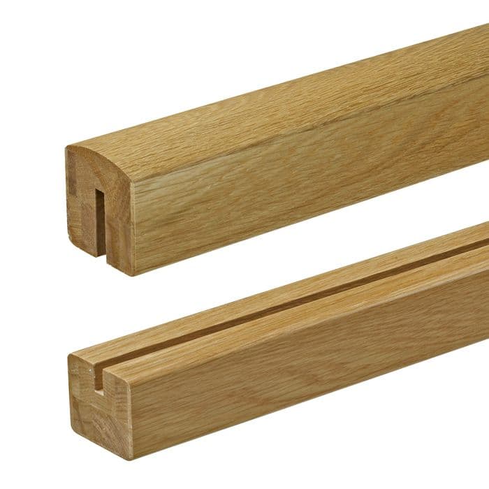 Solid White Oak Pre-Finished Immix Handrail & Baserail Kit for 8mm Glass Panel Staircase