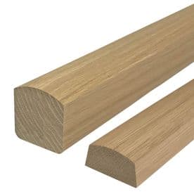 Solid White Oak Vision Un-Grooved Handrail & Baserail Set for Glass Panel Brackets